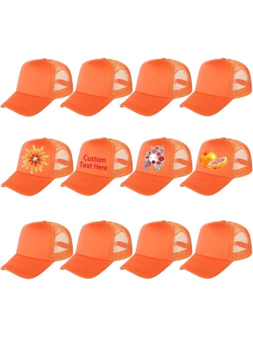 12 Pack Blank Trucker Hats - Mesh Snapback Caps for Men & Women, Customizable